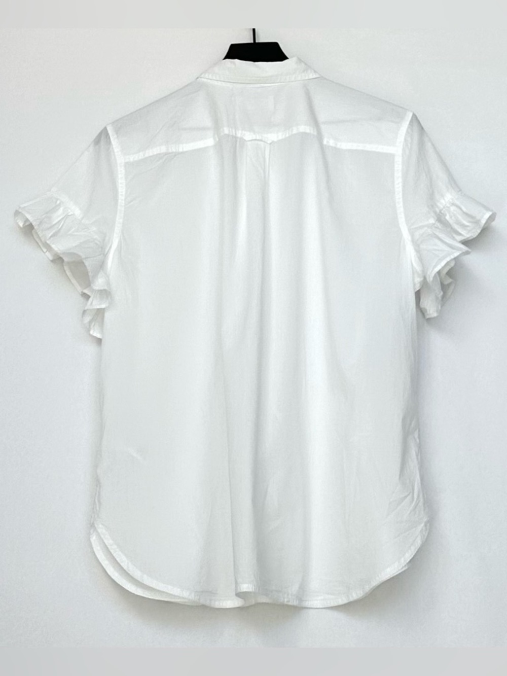 J.Crew White Classic Fit Lightweight Cotton Poplin Ruffle Sleeve Shirt | 16 - Picture 4 of 16